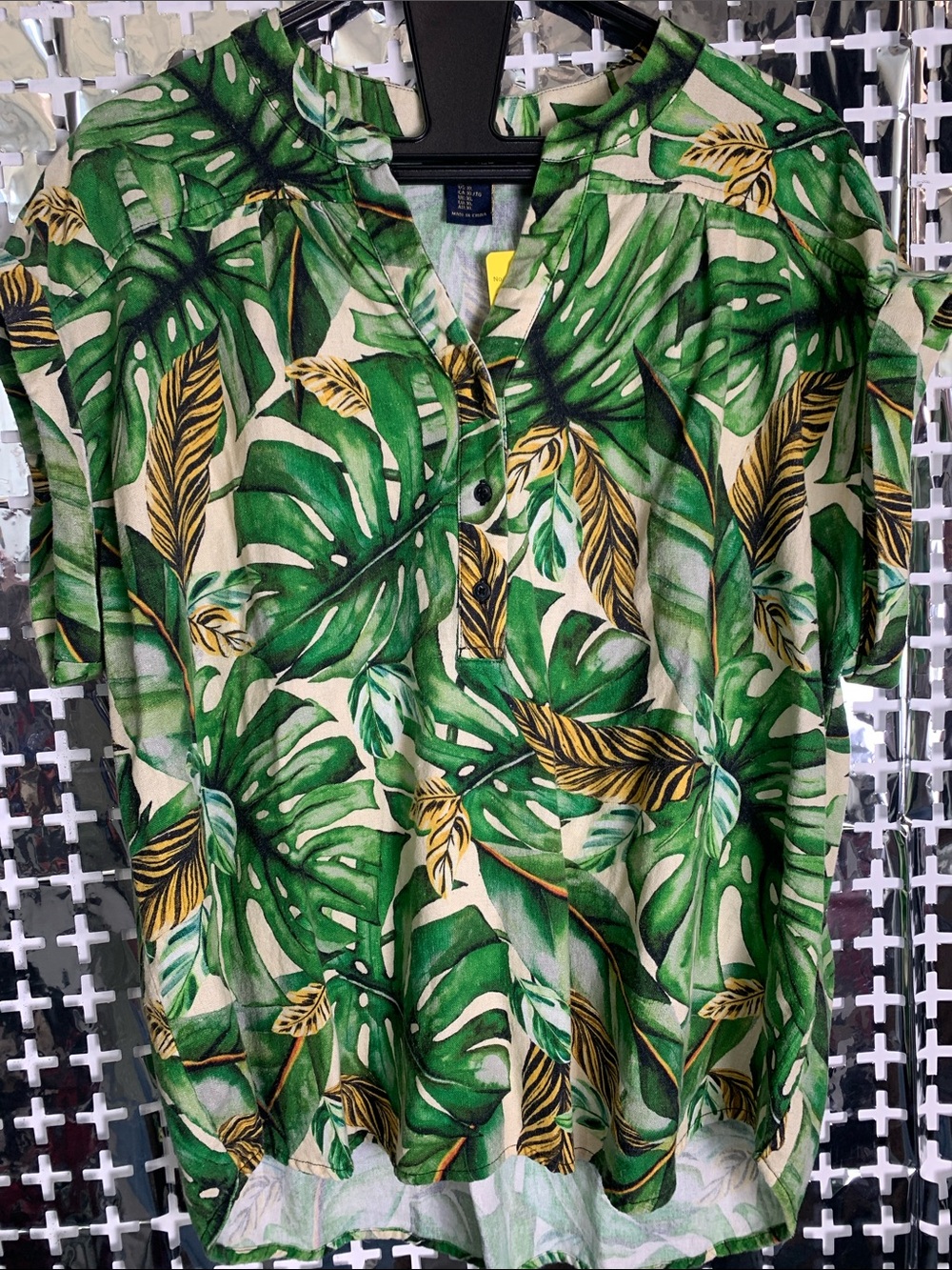 RACHEL Rachel Roy Green and Gold Short-Sleeve Printed Top